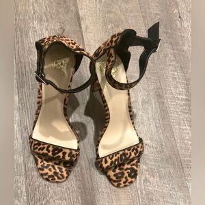 Vince Camuto Leopard Print Strappy Heels